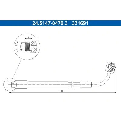 Bilde av ATE 24.5147 0470.3 Bremseslange 490mm M10x1mm