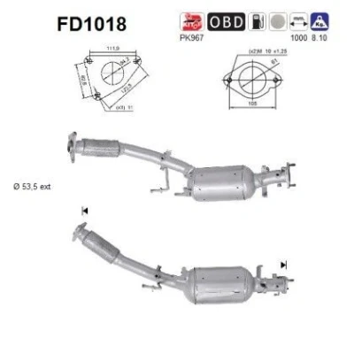 Bilde av AS FD1018 Partikkelfilter Cordierit NISSAN: Qashqai / Qashqai+2 I