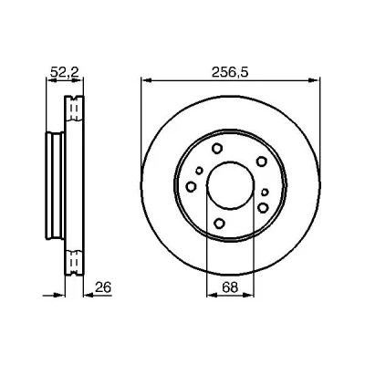Bilde av BOSCH 0 986 478 485 Bremseskiver 257 26 5 114,3 ventilert oljet
