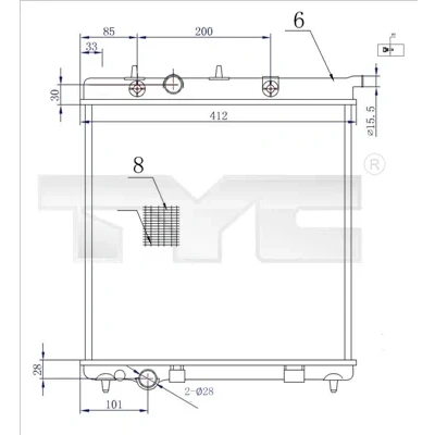 Bilde av TYC 705 0072 R Radiator 380 397 23 Manuel girkasse Kjøleribber satt sammen mekanisk