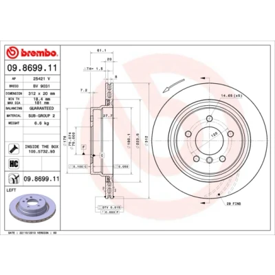 Bilde av BREMBO COATED DISC LINE 09.8699.11 Bremseskiver 312 20 5 innvendig ventilert belagt høy karbon med skruer BMW: 3 Coupé, Sedan, Cabrio