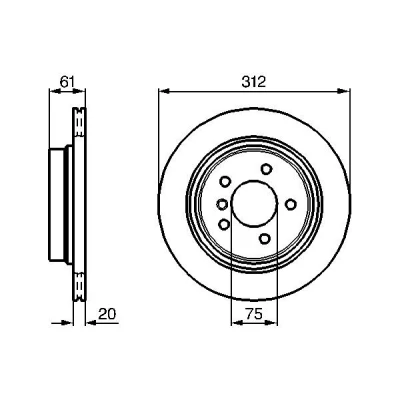 Bilde av BOSCH 0 986 478 763 Bremseskiver 312 20 5 120 ventilert, innvendig ventilert belagt høy karbon BMW: 3 Coupé, Sedan, Cabrio