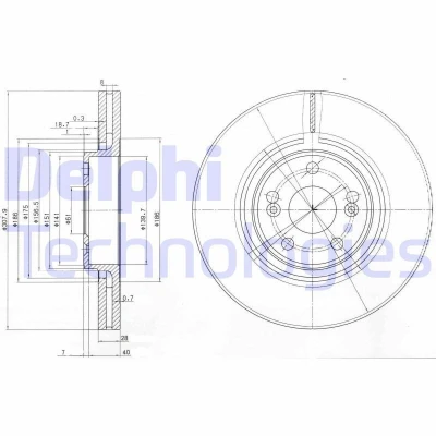 Bilde av DELPHI BG9016 Bremseskiver 308 28 5 ventilert oljet ubehandlet uten hjullager, ABS sensorring RENAULT: ESPACE 4