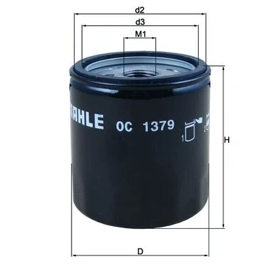 Bilde av MAHLE ORIGINAL OC 1379 Oljefilter med en retursperreventil Påskruingsfilter