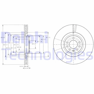 Bilde av DELPHI BG9098 Bremseskiver 345 30 5 ventilert oljet ubehandlet uten hjullager, ABS sensorring SAAB: 9 3 Sedan, Stasjonsvogn