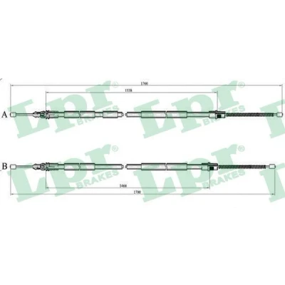 Bilde av LPR C1424B Bremsekabel 1740/1535+1675/1468 Trommelbrems