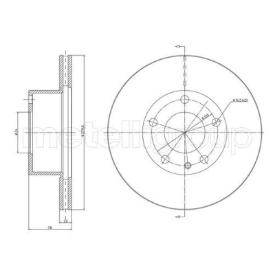 Bilde av METELLI 23 0061 Bremseskiver 257,0 21,6 4 68,0 ventilert AUDI: 80 B4 Sedan, 100 C3 90 B3
