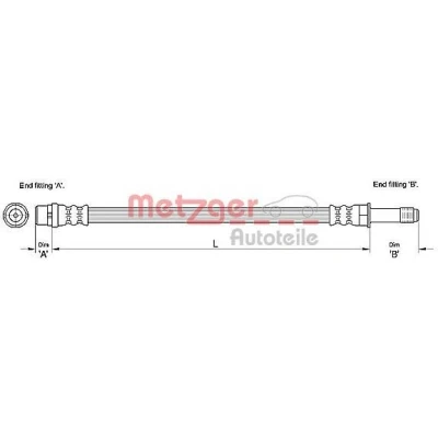 Bilde av METZGER 4110278 Bremseslange 387 MERCEDES BENZ: Sprinter 3.5 T Van, 5 Minibuss, VOLKSWAGEN: Crafter 30 35 Minibuss