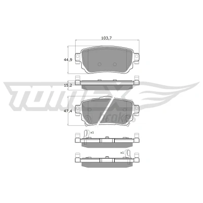 Bilde av TOMEX brakes TX 18 27 Bremseklosser bakaksel med akustisk slitasjevarsel NISSAN: Leaf II, Qashqai 2, X Trail, RENAULT: Kadjar, Koleos 2