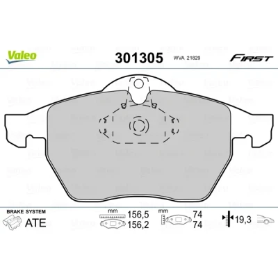 Bilde av VALEO 301305 Bremseklosser FIRST framaksel ekskl. slitasjevarselkontakt uten antiskrike blikk SAAB: 9 5 Stasjonsvogn, 3 Hatchback, Sedan
