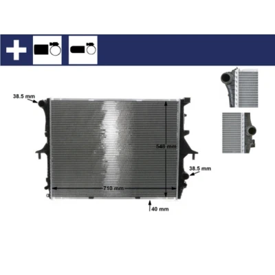 Bilde av MAHLE ORIGINAL CR 571 000S Radiator for kjøretøy med/uten klimaanlegg 710 548 40 med holder, tilbehør klammer Kjøleribber loddet
