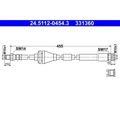 Bilde av ATE 24.5112 0454.3 Bremseslange 454 M10x1
