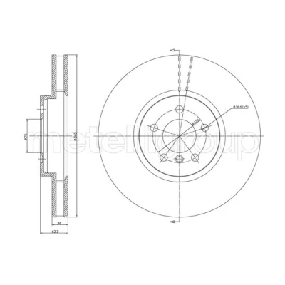 Bilde av METELLI Bremseskive BMW: X5, X6 365,0mm 36,0mm 5 ventilert 23 1030C Bremseskiver, Skivebremser
