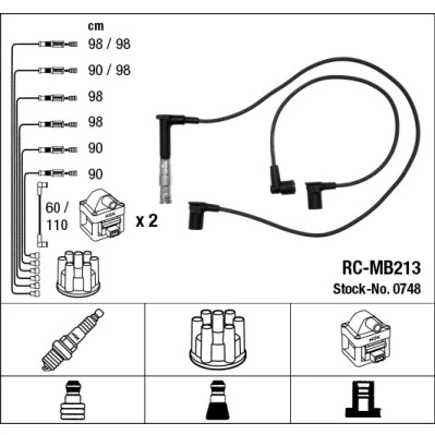 Bilde av NGK 0748 Pluggledninger 10 MERCEDES BENZ: E Klasse Sedan, W124 S Sedan