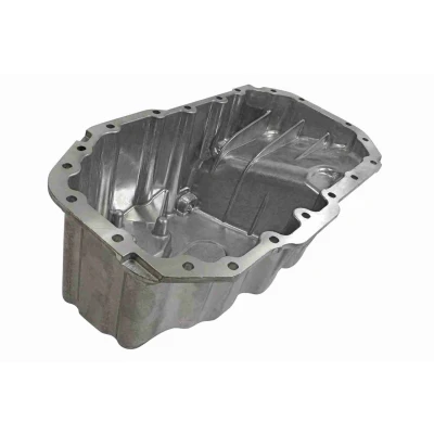 Bilde av VAICO V10 0447 Bunnpanne med oljeplugg uten oljekartetning, tetningsring, hull for oljenivåmåler Aluminium Original Quality