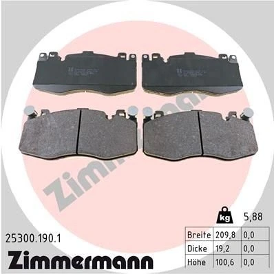 Bilde av ZIMMERMANN 25300.190.1 Bremseklosser klargjort for slitasjeindikator Bildet viser leveranseinnholdet BMW: X5, X6