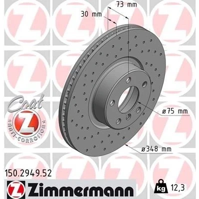 Bilde av ZIMMERMANN SPORT COAT Z 150.2949.52 Bremseskiver 348 30 6/5 5 120 innvendig ventilert, hullet belagt høy karbon BMW: X4