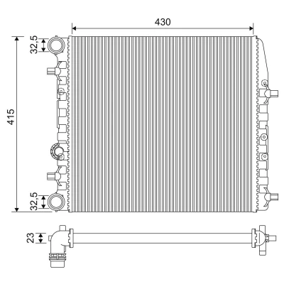 Bilde av VALEO 733062 Radiator Aluminium 430 415 23 med kjølemiddelregulator Kjøleribber satt sammen mekanisk SKODA: Fabia 2, 1 Combi