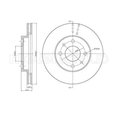 Bilde av METELLI 23 0553 Bremseskiver 239,0 20,0 4 58,5 ventilert LADA: Priora Sedan