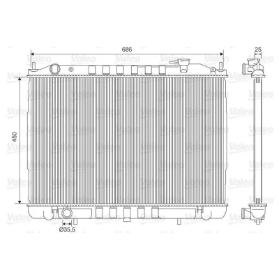 Bilde av VALEO 701611 Radiator Aluminium 450 691 26 uten kjølemiddelregulator Kjøleribber loddet NISSAN: Navara Pick up