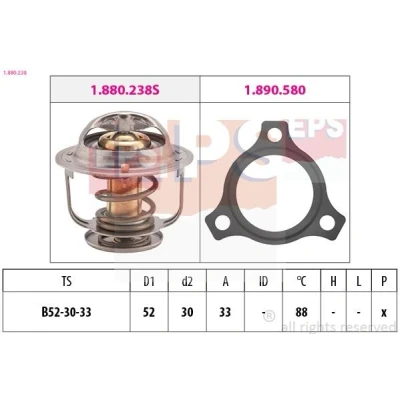 Bilde av EPS 1.880.238 Termostat 88 52 Made in Italy OE Equivalent med tetning TOYOTA: Hiace 3 Bus, HILUX 4 Pick up, 5 up
