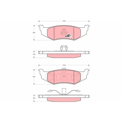 Bilde av TRW COTEC GDB4119 Bremseklosser ikke klargjort for slitasjeindikator CHRYSLER: PT Cruiser Stasjonsvogn, Sebring II Sedan