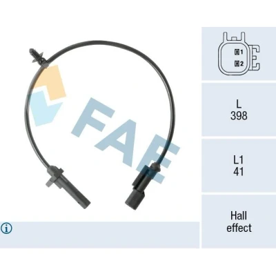 Bilde av FAE 78570 ABS Sensor Hall prinsipp 2 398 FORD: Transit Custom V362 Minibuss, V363 Van, Van