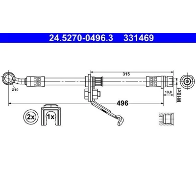 Bilde av ATE 24.5270 0496.3 Bremseslange 496 M10x1 HONDA: ACCORD 8 Kombi