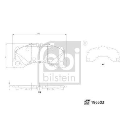 Bilde av FEBI BILSTEIN Bremseklosser framaksel klargjort for slitasjeindikator 196503 PORSCHE: Macan, Cayenne Coupé