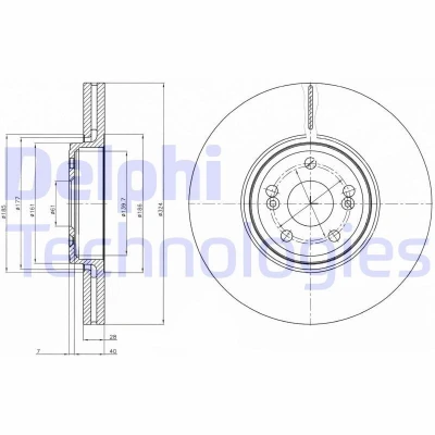 Bilde av DELPHI BG9687 Bremseskiver 324 28 5 ventilert oljet ubehandlet uten hjullager, ABS sensorring RENAULT: ESPACE 4