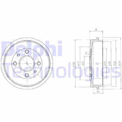 Bilde av DELPHI BF200 Bremsetrommel uten ABS sensorring, hjullager 214 FIAT: 500 Hatchback, C Cabrio
