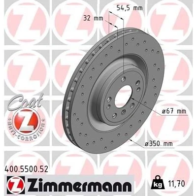 Bilde av ZIMMERMANN 400.5500.52 Bremseskiver 350 32 8/5 5 112 innvendig ventilert, hullet belagt høy karbon MERCEDES BENZ: GL, ML Klasse, GLE SUV