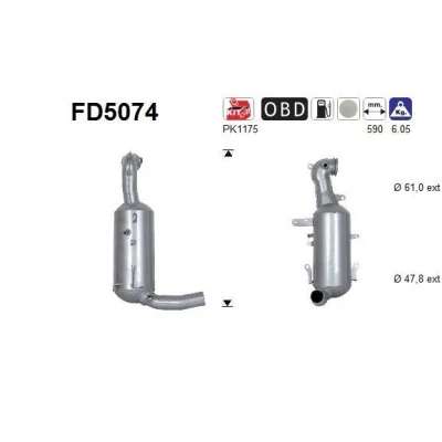 Bilde av AS FD5074 Partikkelfilter Euro 5 Cordierit SUZUKI: SWIFT 3