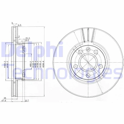 Bilde av DELPHI BG3696 Bremseskiver 300 26 5 ventilert oljet ubehandlet uten hjullager, ABS sensorring VOLKSWAGEN: Transporter 4 Bus,