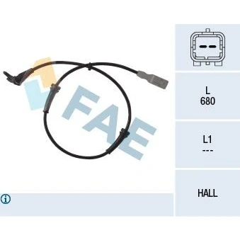 Bilde av FAE 78036 ABS Sensor framaksel Hall prinsipp 2 680 PEUGEOT: 307 SW, Stasjonsvogn