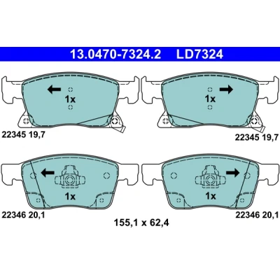 Bilde av ATE Ceramic 13.0470 7324.2 Bremseklosser med akustisk slitasjevarsel OPEL: Astra K Sports Tourer, Hatchback