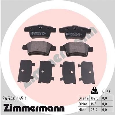 Bilde av ZIMMERMANN 24540.165.1 Bremseklosser Bildet viser leveranseinnholdet CITROËN: C4 I Grand Picasso