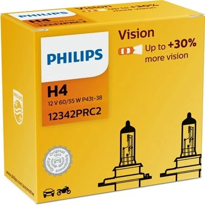 Bilde av Halogenpære PHILIPS Vision H4 P43t 38, passer mange bilmodeller, 000 544 9094, 000000 000374, 025816, 030005050038, 072601 012803, 1 01