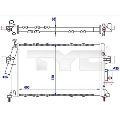 Bilde av TYC 725 0039 R Radiator 600 378 32 Kjøleribber satt sammen mekanisk OPEL: Astra G Sedan