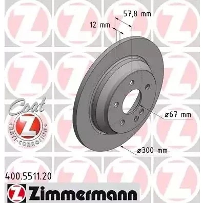 Bilde av ZIMMERMANN COAT Z 400.5511.20 Bremseskiver 300 12 6/5 5 112 fullt ut belagt høy karbon MERCEDES BENZ: Vito Tourer, Van, V Klasse