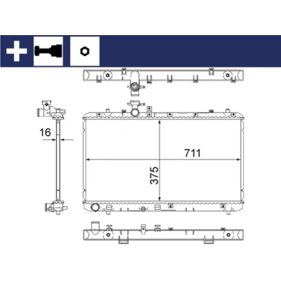 Bilde av MAHLE ORIGINAL CR 1314 000S Radiator 711 375 16 med tilbehør Manuel girkasse Kjøleribber loddet