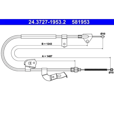 Bilde av ATE 24.3727 1953.2 Bremsekabel 1487