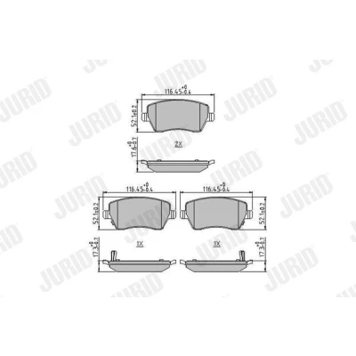 Bilde av JURID 573770J Bremseklosser med akustisk slitasjevarsel uten tilbehør NISSAN: MICRA 4, Note II Hatchback, 5