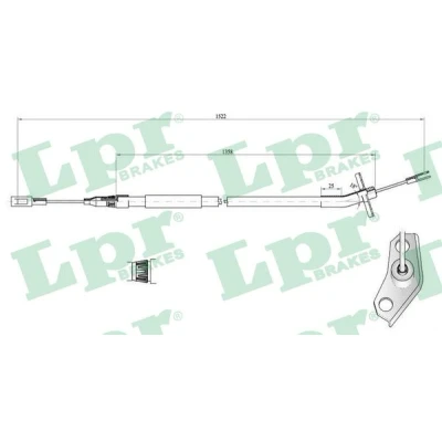 Bilde av LPR C0445B Bremsekabel 1525/1350 Skivebrems MERCEDES BENZ: Sprinter 4 T Van, 3 Minibuss