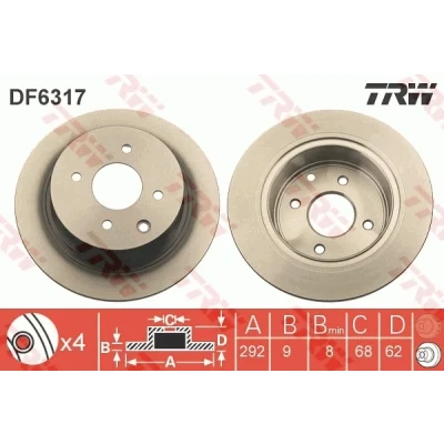 Bilde av TRW DF6317 Bremseskiver 292 9 4 114,3 fullt ut spraylakkert
