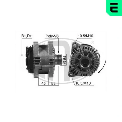 Bilde av ERA 210234A Dynamo 14V 150A PEUGEOT: 307 SW, Partner I Van, Boxer MITSUBISHI: Outlander 2 SUV, FIAT: Ducato II Flatvogn lastebil/Chassis