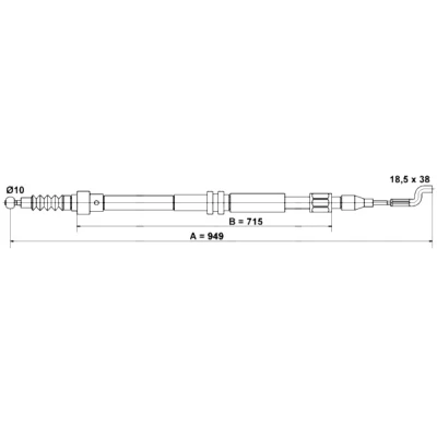 Bilde av ATE 24.3727 0157.2 Bremsekabel 949 VOLKSWAGEN: TRANSPORTER 4, 4 Bus