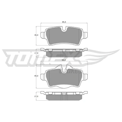 Bilde av TOMEX brakes TX 16 05 Bremseklosser bakaksel klargjort for slitasjeindikator MINI: Hatchback, Clubman
