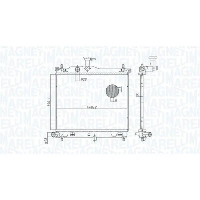 Bilde av MAGNETI MARELLI 350213182900 Radiator 350mm 448mm 16mm Kjøleribber loddet HYUNDAI: i10 I (PA) 1.1, 1.2, 1.1 LPG, CRDi, 1.2 LPG 2007 2013