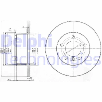 Bilde av DELPHI BG2556 Bremseskiver 303 16 5 fullt ut oljet ubehandlet uten hjullager, ABS sensorring MERCEDES BENZ: G Klasse SUV